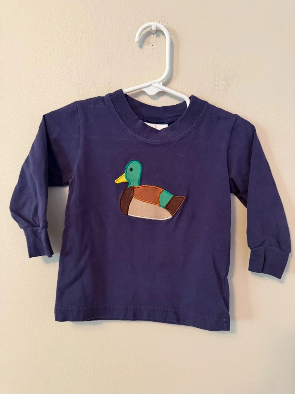 Little English Navy Long-Sleeve Tee with Colorful Duck Applique